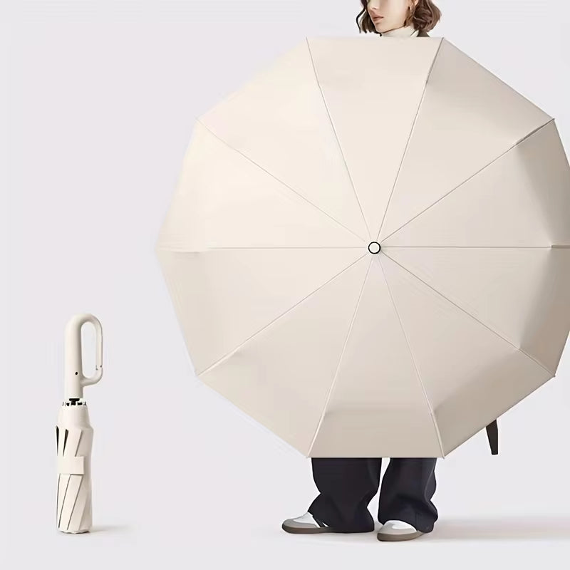 Windproof Strong Automatic Folding Umbrella for Men, Large Buckle Handle Wind and Water Resistant