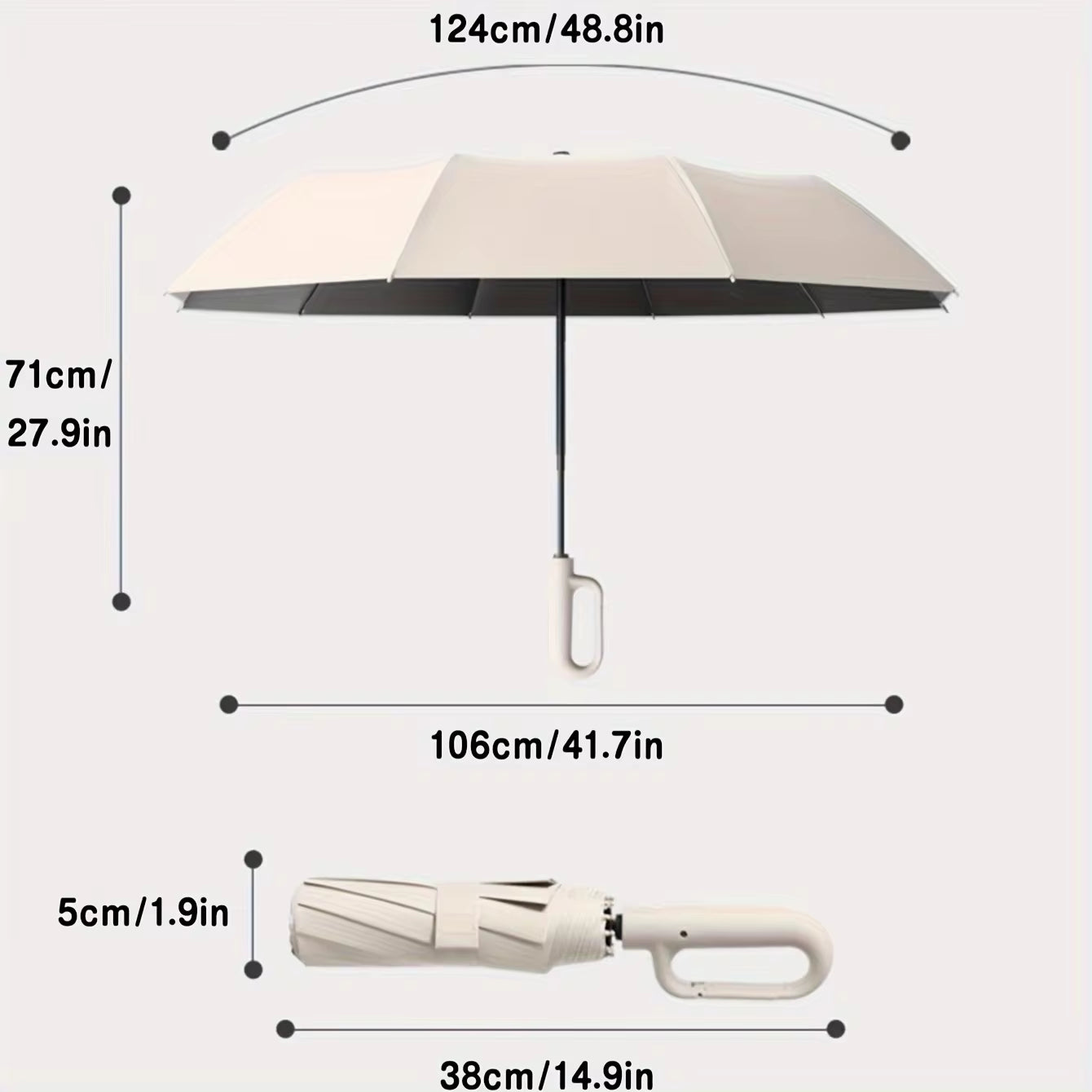 Windproof Strong Automatic Folding Umbrella for Men, Large Buckle Handle Wind and Water Resistant